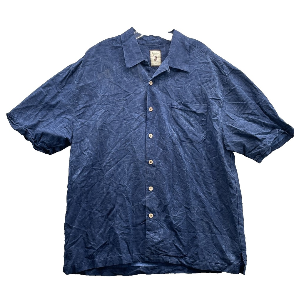 Jamaica Jaxx 100% Silk Shirt Men's XL Hawaiian Island Coastal Relaxed Beach 90's